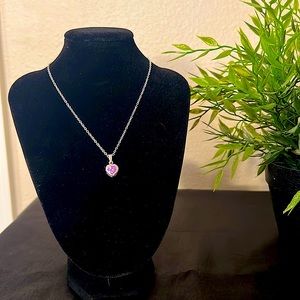 Dainty lavender and sterling heart pendant